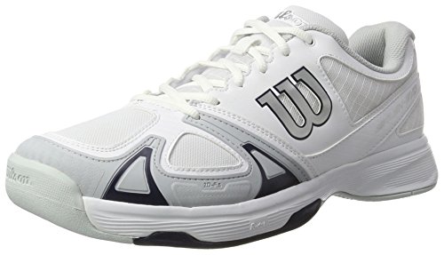 WILSON Rush Evo, Herren Tennisschuhe, Weiß (White/Pearl Blue/Navy), 43 1/3 EU