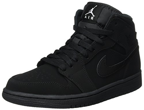 Nike Herren Air Jordan 1 Mid Basketballschuhe, Schwarz (Black/White/Black), 45.5 EU