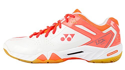 YONEX SHB-02LX Badmintonschuhe Damen – Weiß/Koralle, 100% Baumwolle Rib-Strick, 41