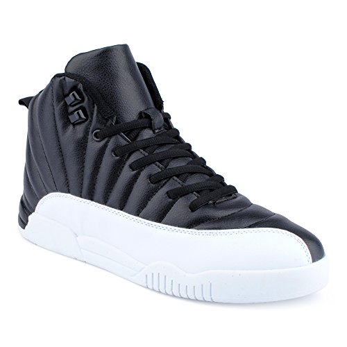 Herren Sportschuhe High Top Sneaker Mehrfarbig Basketball Nieten Freizeit Schuhe Schwarz/Weiss EU 42