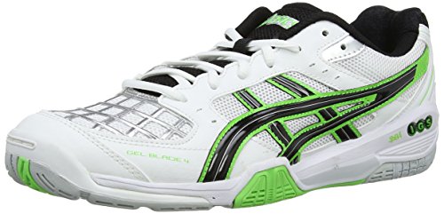 Asics GEL-BLADE 4, Herren Badmintonschuhe, Weiß (WHITE/NEON GREEN/LIGHTNING 0170), 46 EU (10.5 Herren UK)