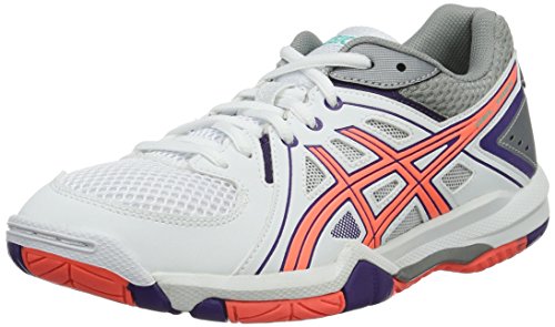 Asics Damen Gel-Task W Volleyballschuhe, Weiß (White/Flash Coral/Parachute Purple), 40.5 EU