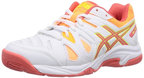 Asics Gel-game 5 Gs, Unisex-Kinder Tennisschuhe, Weiß (white/hot Coral/nectarine 0106), 39 EU