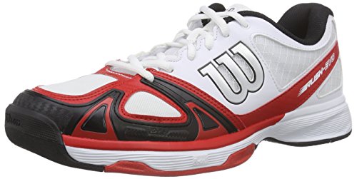 Wilson RUSH EVO, Herren Tennisschuhe, Mehrfarbig (WHITE/WILSON RED WILSON/BLACK), 44 2/3 EU (10 Herren UK)