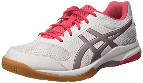 Asics Damen Gel-Rocket 8 Volleyballschuhe, Elfenbein (White/Rouge Red/Silver), 40.5 EU