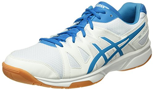 Asics Herren Gel-Upcourt Badminton Schuhe, Mehrfarbig (White / Blue Jewel / White), 49 EU