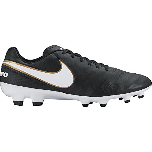 Nike Tiempo Genio II Leather FG, Herren Fußballschuhe, Schwarz (Black/White-Metallic Gold), 43 EU (8.5 Herren UK)