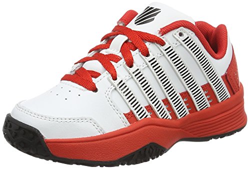 K-Swiss Performance Jungen Court Impact Ltr Omni Tennisschuhe, Mehrfarbig (White/Fiery Red/Black), 38 EU