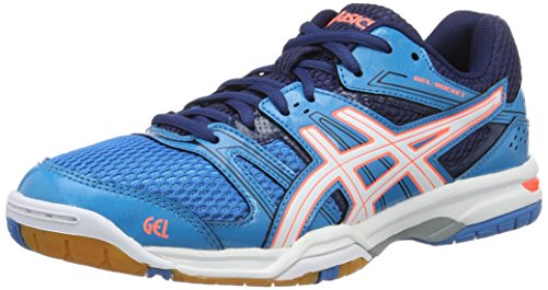 Asics Damen Gel-Rocket 7 Volleyballschuhe, Blau (Blue Jewel/White/Flash Coral), 40 EU