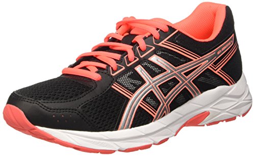 Asics Damen Gel-Contend 4 Laufschuhe, Schwarz (Black/Silver/Flash Coral), 40.5 EU