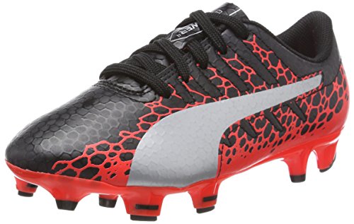 Puma Unisex-Kinder Evopower Vigor 4 Graph FG Jr Fußballschuhe, Schwarz (Black-Silver-Fiery Coral), 32 EU