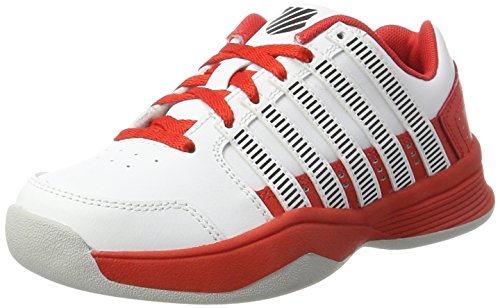 K-Swiss Performance Unisex-Kinder Court Impact Ltr Carpet Tennisschuhe, Weiß (White/Fiery Red/Black), 38 EU