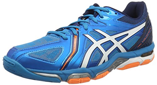 Asics Herren Gel-Volley Elite 3 Volleyballschuhe, Blau (Blue Jewel/White/Hot Orange), 46 EU