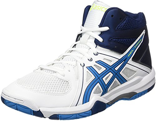 Asics Herren Gel-Task Mt Volleyballschuhe, Weiß (White/Blue Jewel/Safety Yellow), 43.5 EU