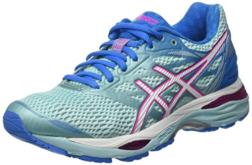 Asics Damen Gel-Cumulus 18 Laufschuhe, Mehrfarbig (Aqua Splash / White / Pink Glow), 39 EU