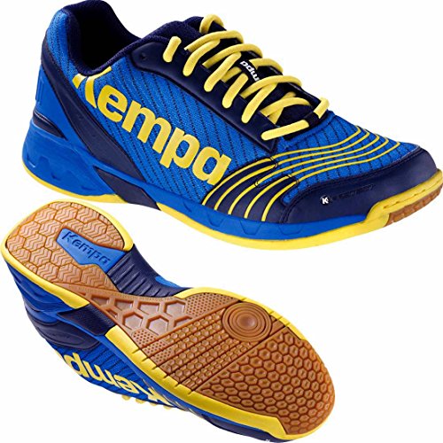 Kempa Handballschuhe Attack Hallenschuhe deep blau/limonengelb + Kempa Socken (45 ( UK 10,5 ))